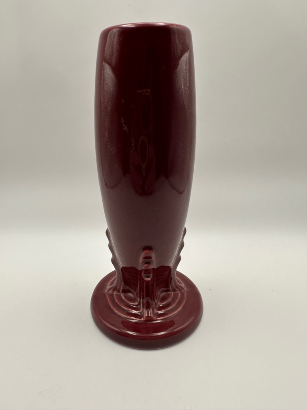 Fiesta Bud Vase Cinnabar Fiestaware Burgundy Maroon Small Flower Retired HLC Vtg